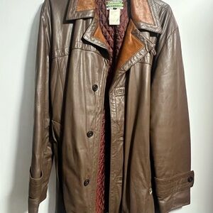 Diesel Brown Leather Trench Coat